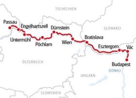 Fiets- en boottocht op de Donau - kaart